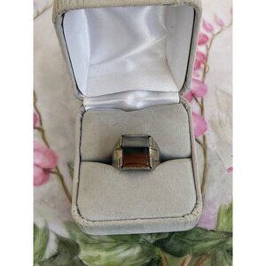 Vintage 60s Wheeler Mfg. Banded Agate Unisex Sterling Ring size 6.5